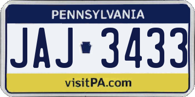 PA license plate JAJ3433