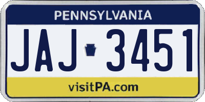 PA license plate JAJ3451