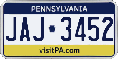 PA license plate JAJ3452