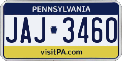 PA license plate JAJ3460