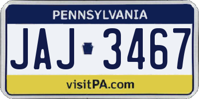 PA license plate JAJ3467