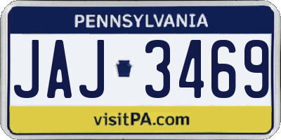 PA license plate JAJ3469