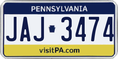 PA license plate JAJ3474