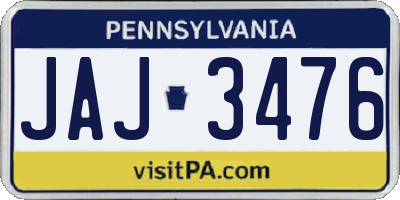 PA license plate JAJ3476