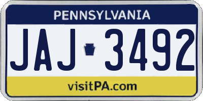 PA license plate JAJ3492