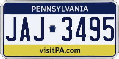 PA license plate JAJ3495