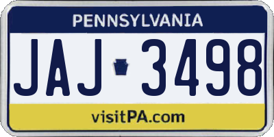 PA license plate JAJ3498