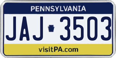 PA license plate JAJ3503