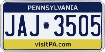 PA license plate JAJ3505