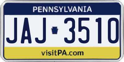 PA license plate JAJ3510