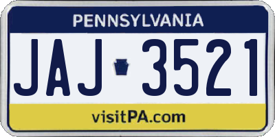 PA license plate JAJ3521