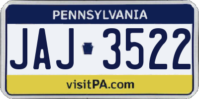 PA license plate JAJ3522
