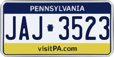 PA license plate JAJ3523