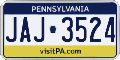 PA license plate JAJ3524