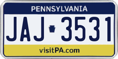 PA license plate JAJ3531