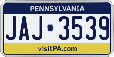 PA license plate JAJ3539