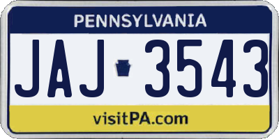 PA license plate JAJ3543