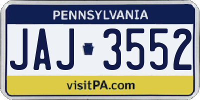 PA license plate JAJ3552