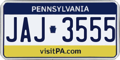PA license plate JAJ3555