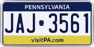 PA license plate JAJ3561