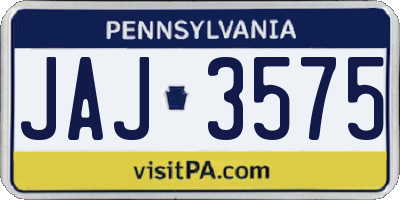 PA license plate JAJ3575