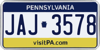 PA license plate JAJ3578