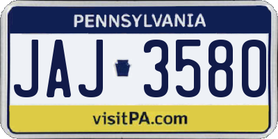PA license plate JAJ3580