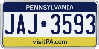 PA license plate JAJ3593