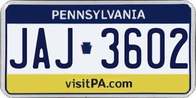 PA license plate JAJ3602