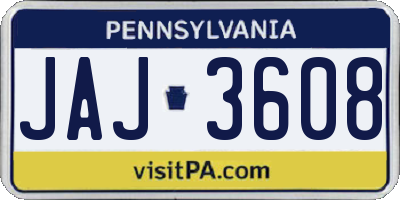 PA license plate JAJ3608