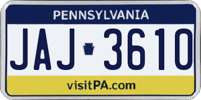 PA license plate JAJ3610