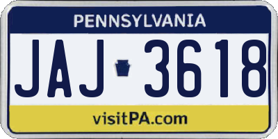 PA license plate JAJ3618