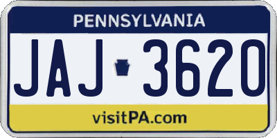 PA license plate JAJ3620