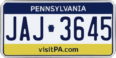 PA license plate JAJ3645