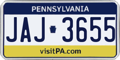 PA license plate JAJ3655