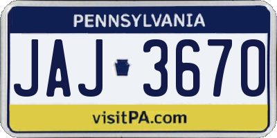 PA license plate JAJ3670