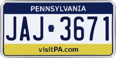 PA license plate JAJ3671