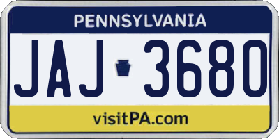 PA license plate JAJ3680