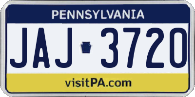 PA license plate JAJ3720