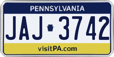 PA license plate JAJ3742