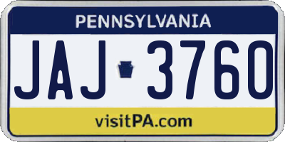 PA license plate JAJ3760