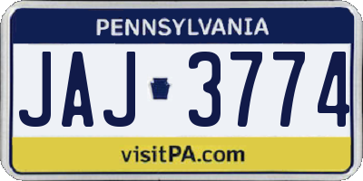 PA license plate JAJ3774