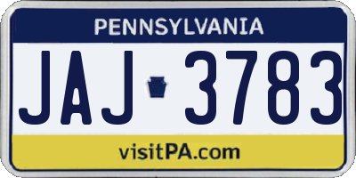 PA license plate JAJ3783
