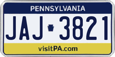 PA license plate JAJ3821