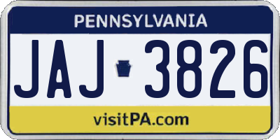 PA license plate JAJ3826