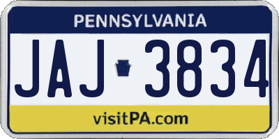 PA license plate JAJ3834