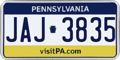 PA license plate JAJ3835