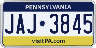 PA license plate JAJ3845