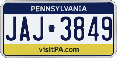 PA license plate JAJ3849