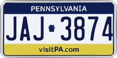 PA license plate JAJ3874